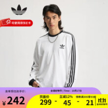 阿迪达斯（adidas）YY胜道 男装 三叶草三条纹复古穿搭棉修身长袖圆领T恤 IA4879  白色 情侣款 XS284.1元 (券后省0.95)