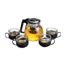 【京东物流】茶壶套装大容量玻璃茶杯带滤网耐高温茶具 2000ml壶+4只莲花11元 (月销6000+)