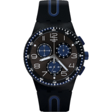 斯沃琪（Swatch）瑞士手表 黑蓝轻舟 三眼计时中秋礼物考试表石英时尚腕表 SUSB406