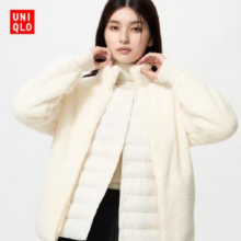 优衣库女装长绒摇粒绒拉链茄克/长袖外套夹克25秋冬新款479611 01 乳白色 M99.5元