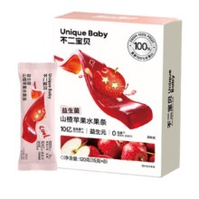 不二宝贝 100%山楂苹果水果条120g/盒（15g*8）6.9元包邮（需试用）