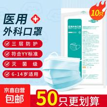 京喜 儿童医用外科口罩灭菌级 防晒防尘舒适透气10只每袋三层防护 10只/袋 蓝色灭菌级 儿童款14.5*9.5cm0.01元