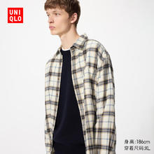UNIQLO 优衣库 男女同款法兰绒格子衬衫/长袖衬衣休闲纯棉薄外套481225 481225/30浅米色 S券后111.75元