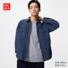 20点：优衣库 男装女装衬衫式拉链茄克/外套休闲格子夹克25新款484882 68 深蓝色 L /175/100A149.5元包邮（仅限2小时）