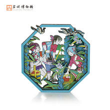 苏州博物馆 芝麻花开 木刻年画系列木质冰箱贴 8x8cm 创意记事磁贴