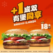 再降价：美团 汉堡王 【买一送一】小皇堡单个仅7.82元！原价34元现仅15.64元（史低，速囤，随时涨价！）