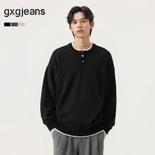 gxgjeans 多色假两件宽松基础亨利领毛衣线衫男 25秋新品 黑色 L (175)券后149元