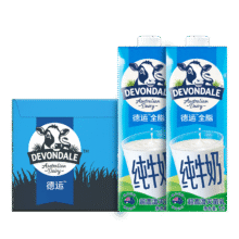 plus会员、德运 全脂/脱脂 纯牛奶 整箱装 1L 10盒75.97元