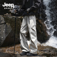 JEEP SPIRIT吉普冲锋裤男2025秋季新款伞兵休闲裤子男宽松直筒工装长裤 浅灰色 2XL (建议140-155斤)69元（合34.5元/件）