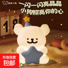生日礼物可爱线条小狗小夜灯生日快乐星星创意氛围灯节日桌面摆件 粉+蓝线条小狗小夜灯【2个装】 无规格7.9元