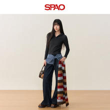 SPAO 德绒V领修身软糯亲肤连帽打底衫37.5元