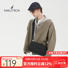 NAUTICA 诺帝卡 大容量斜挎包男士单肩背包日系骑行通勤邮差包休闲旅行挎包 黑色