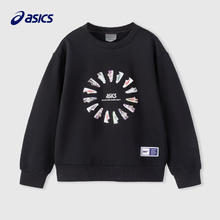 京东PLUS：ASICS 亚瑟士 童装春季男童运动休闲百搭连帽长袖卫衣T恤 001黑色 140券后60.2元