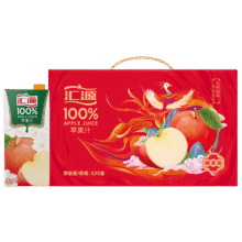 汇源100%苹果汁浓缩果汁饮料1L*5盒整箱节日中秋送礼礼盒装果蔬汁37.9元
