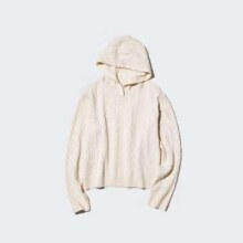 20点：UNIQLO 优衣库 女装可机洗纽花针织连帽套头衫99.5元包邮