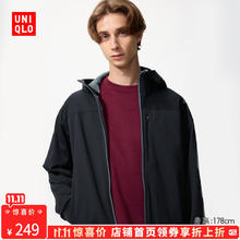 UNIQLO 优衣库 男装防风摇粒绒拉链连帽开衫/长袖481182 09 黑色 L /175/100A186.75元