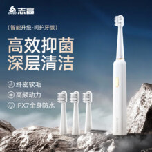 志高正品【精选推荐】电动牙刷成人 盐白色【到手1机身+4刷头】