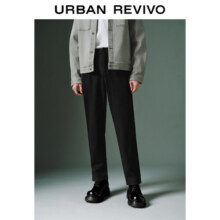 UR冬季新款男装时尚纯色立体压褶绒底萝卜裤UMF640132 黑色 29117元 (券后省12)