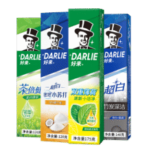 DARLIE/黑人 超白小苏打190g+竹炭140g+双重薄荷90g+龙井绿茶120g 牙膏 4支共540g