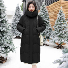 20点：雪中飞 秋冬新款百搭可拆卸连帽分格充绒女士长款加厚连帽羽绒服 黑色|8056 L 170/92A199.5元包邮