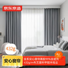 京东京造 黑胶窗帘 2*2.7米 浅灰 全遮光窗帘布99元