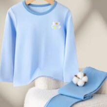 MQDMINI  男童女童秋衣秋裤新款睡衣居家衣服 白色字母亮绿树-胸口小花花冰晶蓝 110*2套46元（需领券，合23元/件）