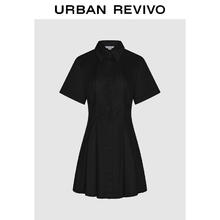 UR UR 短袖棉质连衣裙 UWU740075 正黑 M39.5元
