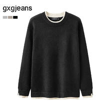gxgjeans 25年冬新品 美式假两件毛衣针织衫 黑色