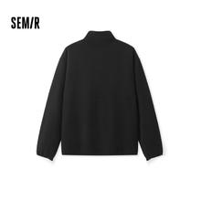 Semir 森马 卫衣男抗静电宝丽绒2024冬季绒感保暖内搭半开襟百搭109724116101 黑色90001 M59元