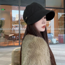 MMOPTOP韩版加宽遮脸鸭舌帽子女秋冬百搭显脸小渔夫帽明星同款休闲毛呢帽36元 (券后省3)