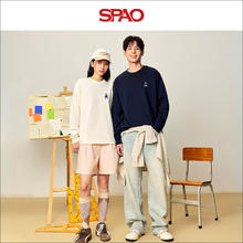 SPAO 纯棉长袖T恤男女同款 藏青/海军熊-贴布绣29.5元（需买2件，需用券）