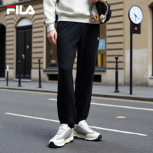 预售：FILA 斐乐 情侣款男女长裤 25秋冬季宽松收口运动裤子 加绒保暖 正黑色226.75元包邮