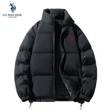 U.S. POLO ASSN. 美国马球协会 棉服保罗假两件连帽棉衣加厚保暖棉袄黑色3130