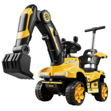 飞鸽 儿童电动车挖掘机可坐人挖土1-3-6岁男女小孩宝宝遥控玩具车礼物 全电 黄 电动挖臂 推把 音乐灯光210.8元