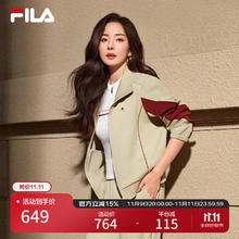 FILA 斐乐 杨幂同款|斐乐时尚女装针织长袖外套2025秋休闲宽松上衣 潮汐泡沫灰-GY M 165/84A/M