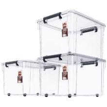 禧天龙塑料衣物收纳箱玩具整理箱55L 透明 3个装 带轮94.05元