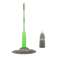 免手洗自拧水拖把新款家用旋转型超细纤维棉布懒人免洗墩布水拖 升级款炮筒自拧水拖把+替换头*1 加厚加强不锈钢杆12元 (每满300减50,券后省4,月销1w+)
