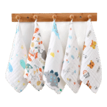 洁丽雅 A类100%纯棉6层纱 婴儿毛巾口水巾面巾 擦手巾枕巾 【25*25cm】花色随机1条1元