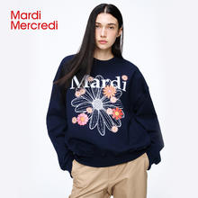 限移动端：Mardi Mercredi MardiMercredi小雏菊多花字母圆领卫衣纯棉宽松休闲韩系上衣女