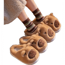 再降价：卡皮扒拉亲子棉拖鞋女秋冬新款情侣加绒保暖防滑中大童儿童拖鞋男 深咖 36-377.09元包邮(需领券)