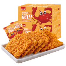 PLUS，需首购：比比赞 童年怀旧小吃办公室饼干膨化休闲零食品 蟹黄味糯米锅巴 500g *1箱10.61元