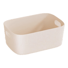 桌面收纳盒化妆品杂物零食玩具整理篮长方形储物筐置物盒收纳箱子 奶油白 一个装3.9元 (月销2000+)