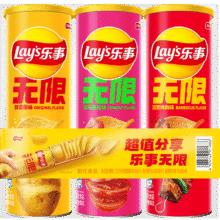 Lay's/乐事 无限薯片组合装 休闲零食 104g 3罐（3口味）