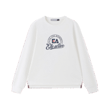 ELLE ACTIVE简约印花针织长袖初秋气质运动休闲百搭舒适圆领套头长袖T恤 白色 S236元 (券后省10)
