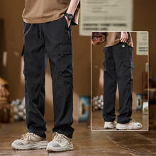 CronetKcnsy 秋冬加绒加厚美式工装裤男款宽松直筒 781黑色常规 XL 115-130斤