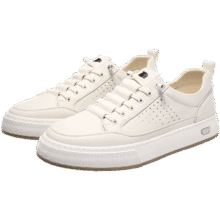 BELLE 【透气舒适】百丽男鞋百搭小白鞋真牛皮免系带休闲运动工装板鞋子189元