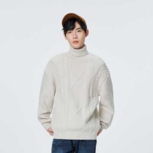 美特斯邦威 秋冬高领毛衣男时尚复古绞花毛衫休闲百搭学院风男式毛衣