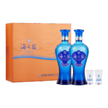 洋河 海之蓝 口感绵柔浓香型白酒 52度 480mL 2瓶 礼盒