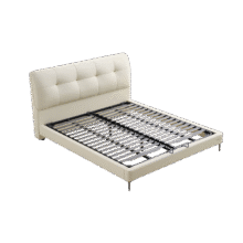 全友家居 头层牛皮真皮床奶油风软包床头靠背主卧室床1.8米双人大床942元