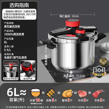 康巴赫 活动只有今天！高压锅304不锈钢压力锅6L 赠汤勺+漏勺167.52元